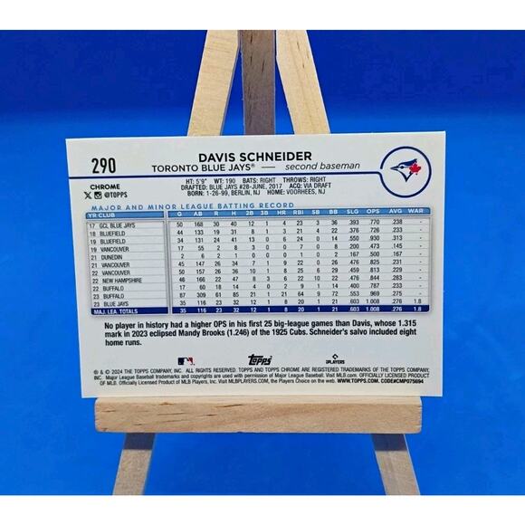 2024 Topps Chrome - Davis Schneider #290 RayWave Refractor (RC) - Picture 4 of 5
